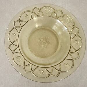 Federal Glass Co. 1930s yellow amber rosemary floral depression glass berry bowl